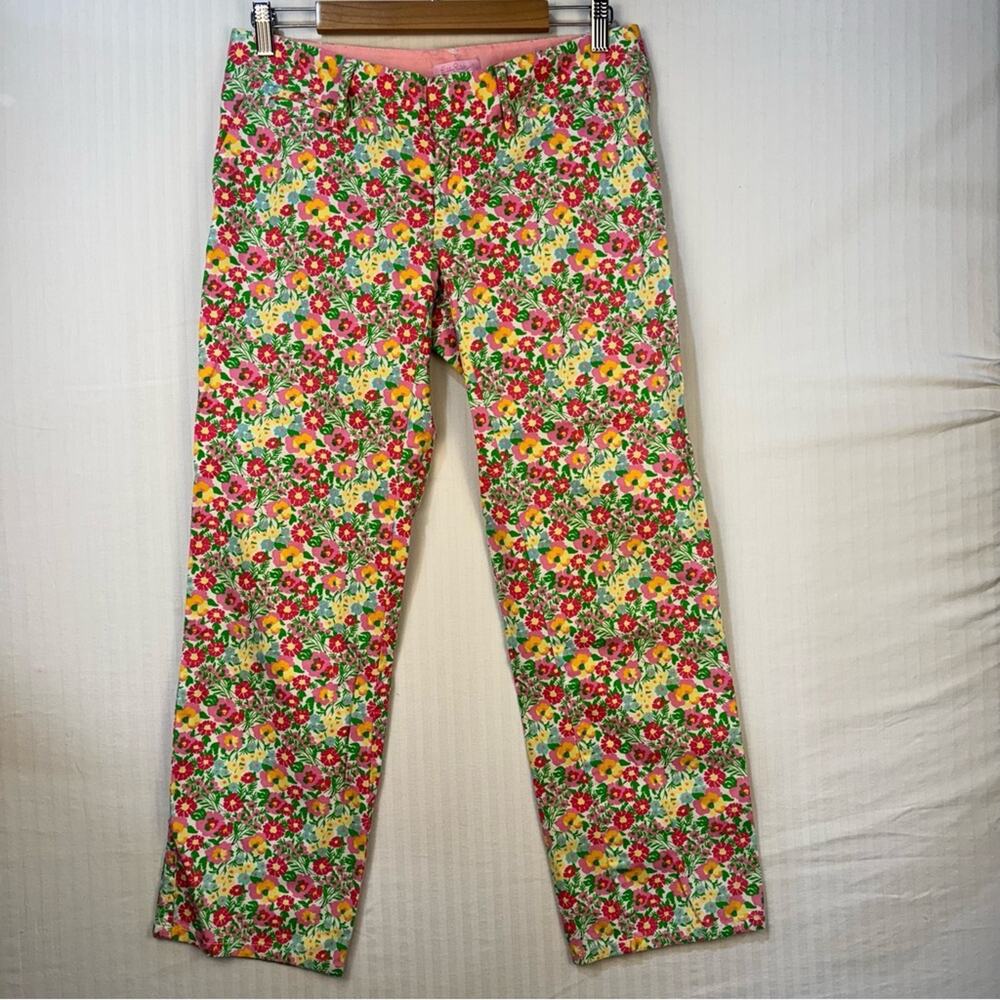 Lilly Pulitzer Whitney Pants Spring Floral Print Women Size 4 Coastal Resortwear